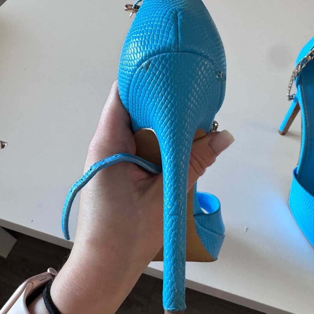 Aldo Blue Peep Toe Heels - Picture 7 of 13